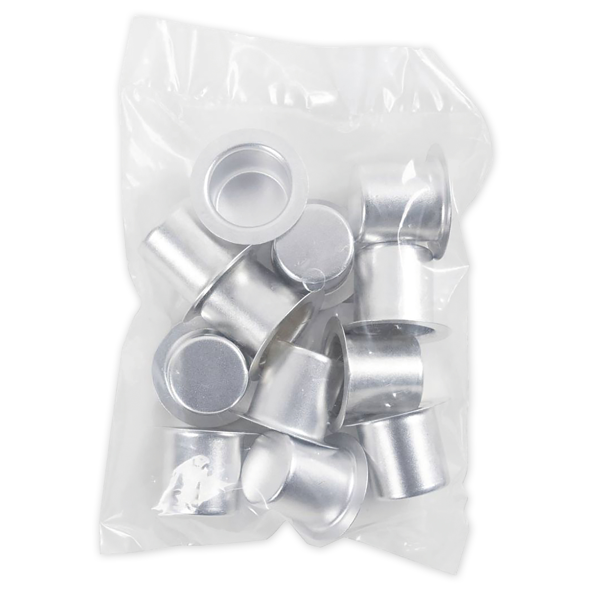 Kerzenhalter aus Metall, silbern, 12 Stück