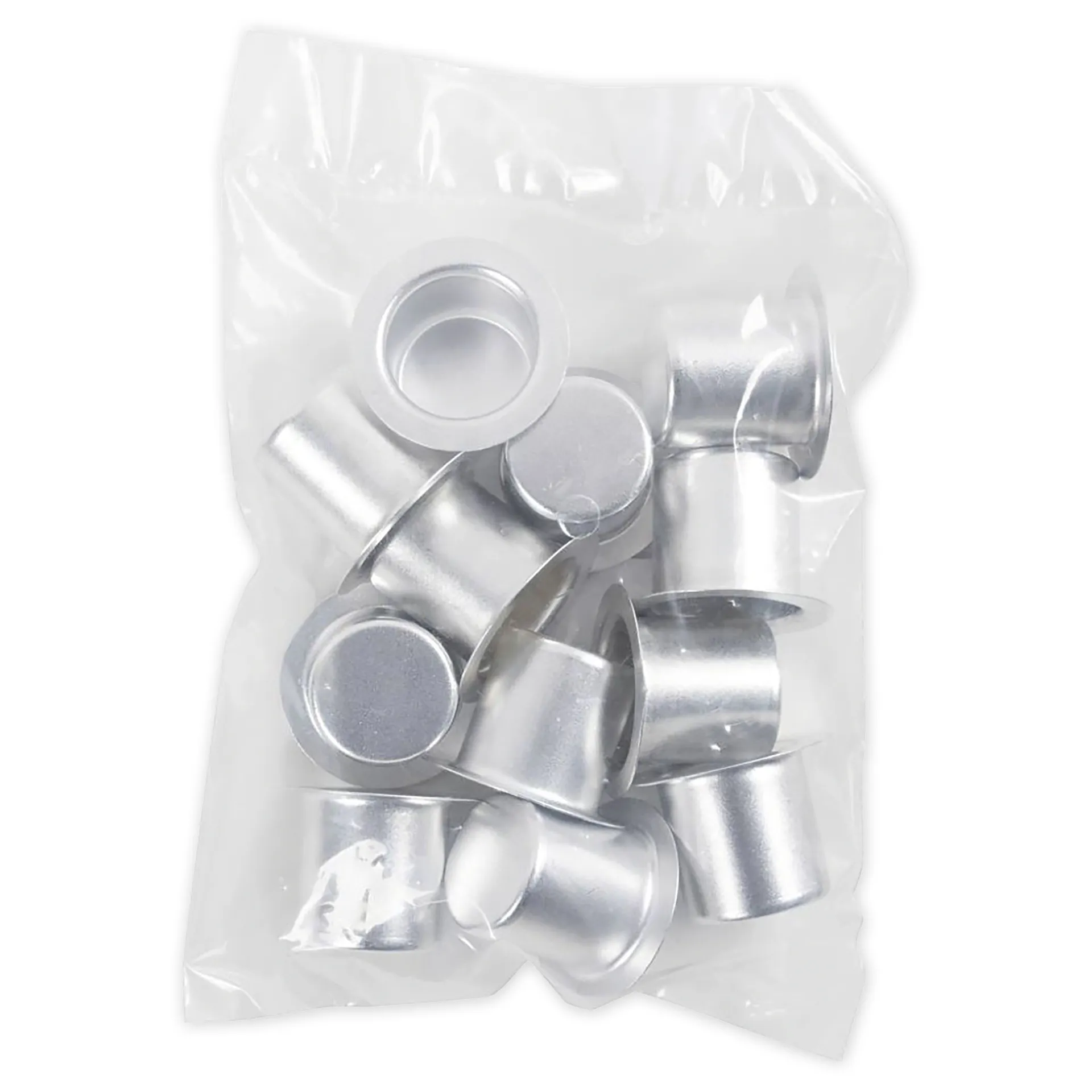 Kerzenhalter aus Metall, silbern, 12 Stück