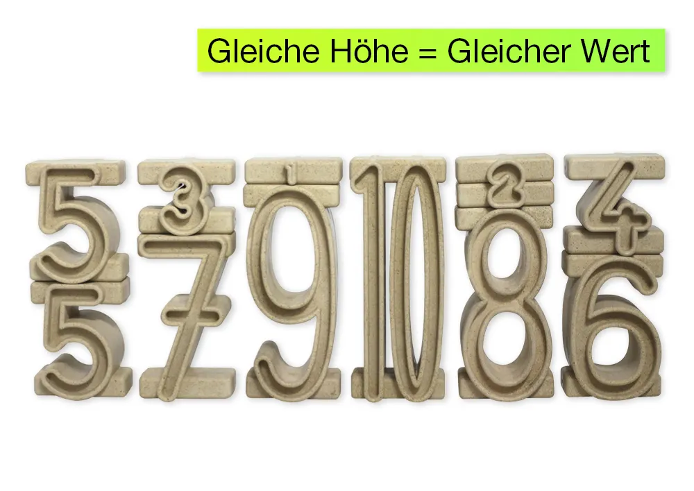 Staplingsnummer "number-on-number", 11 stycken, naturlig färg
