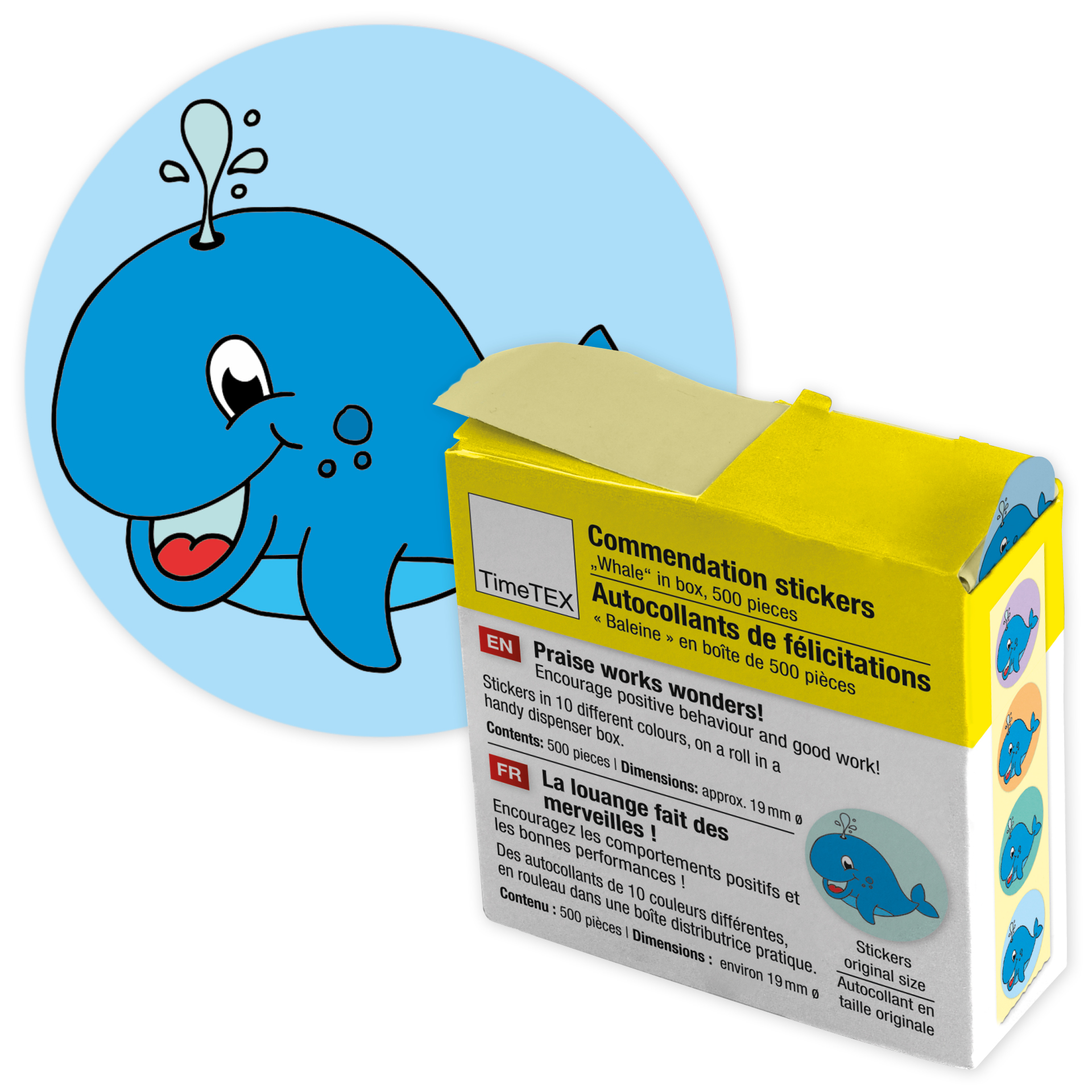 Lovdekaler "Whale" i dispenserlåda, 500 st