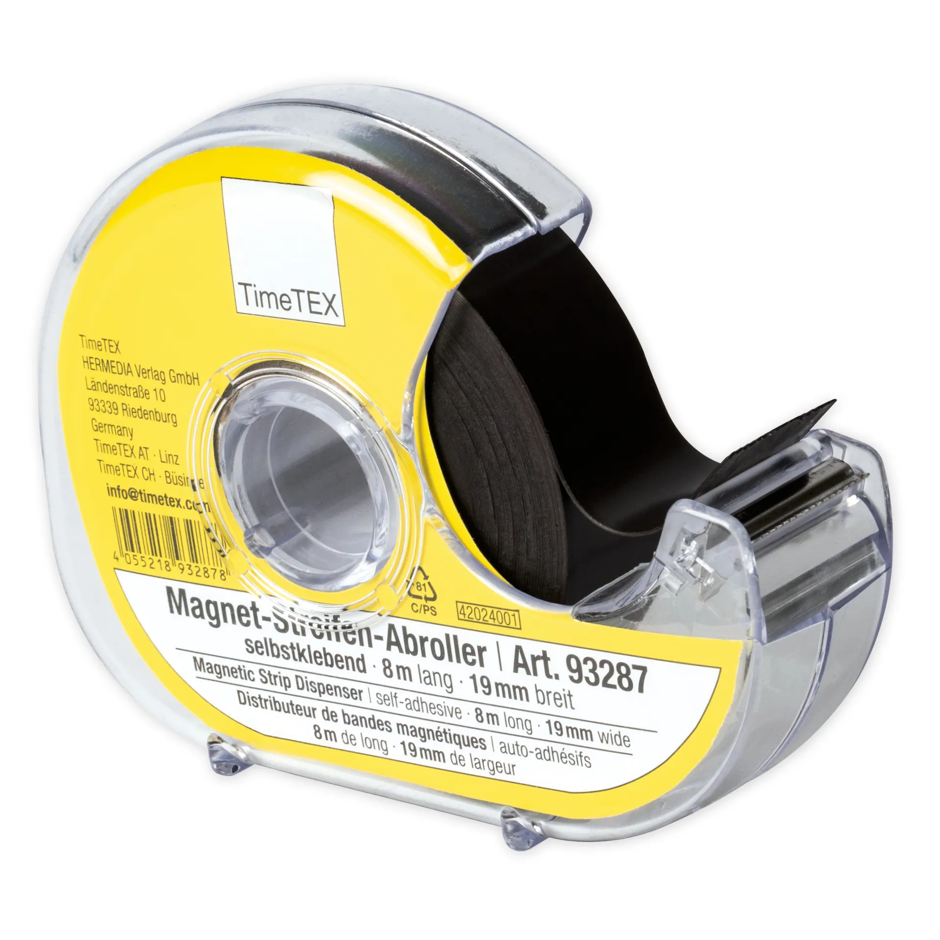 Magneetstroken in dispenser, zelfkl. 19 mm, 8 m