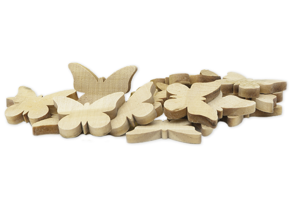 Papillons en bois, petit modèle, 20 pièces