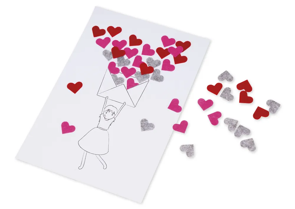 Filz-Aufkleber "Herz", 300 Stück Filz-Aufkleber "Herz", 300 Stück