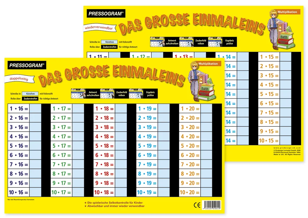 TimeTEX Zaubertafel "Mathematik" Grosses 1 x 1