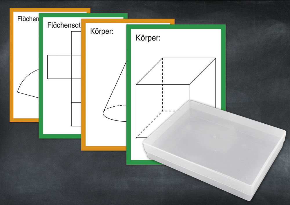 TimeTEX Karten "Geometrische Körper" aus Pappe A4, magnetisch, 57-tlg. in Box