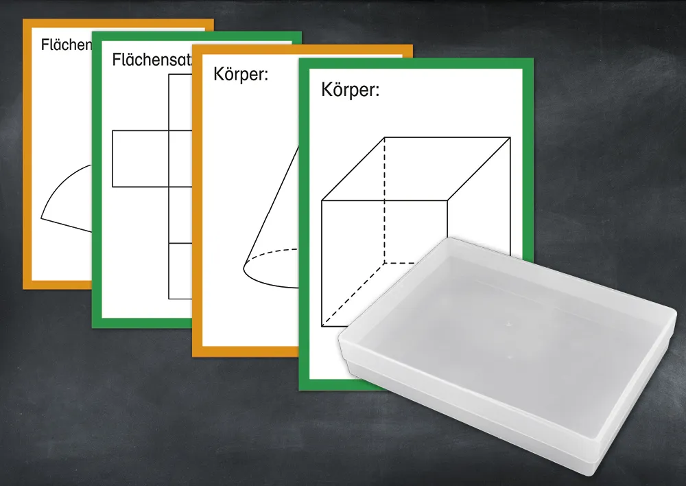 TimeTEX Karten "Geometrische Körper" aus Pappe A4, magnetisch, 57-tlg. in Box