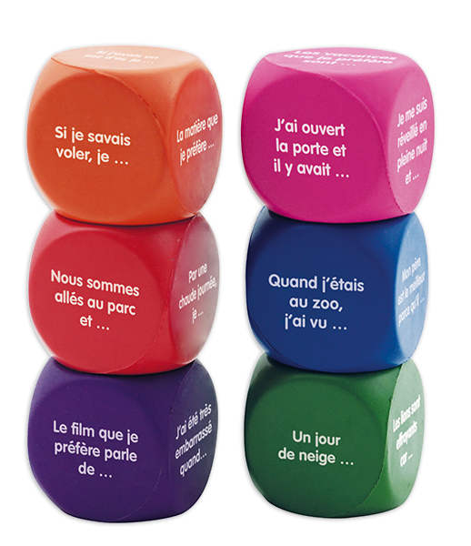 TimeTEX Set Flüster-Würfel 6-tlg. Französisch "Geschichten", 4 cm