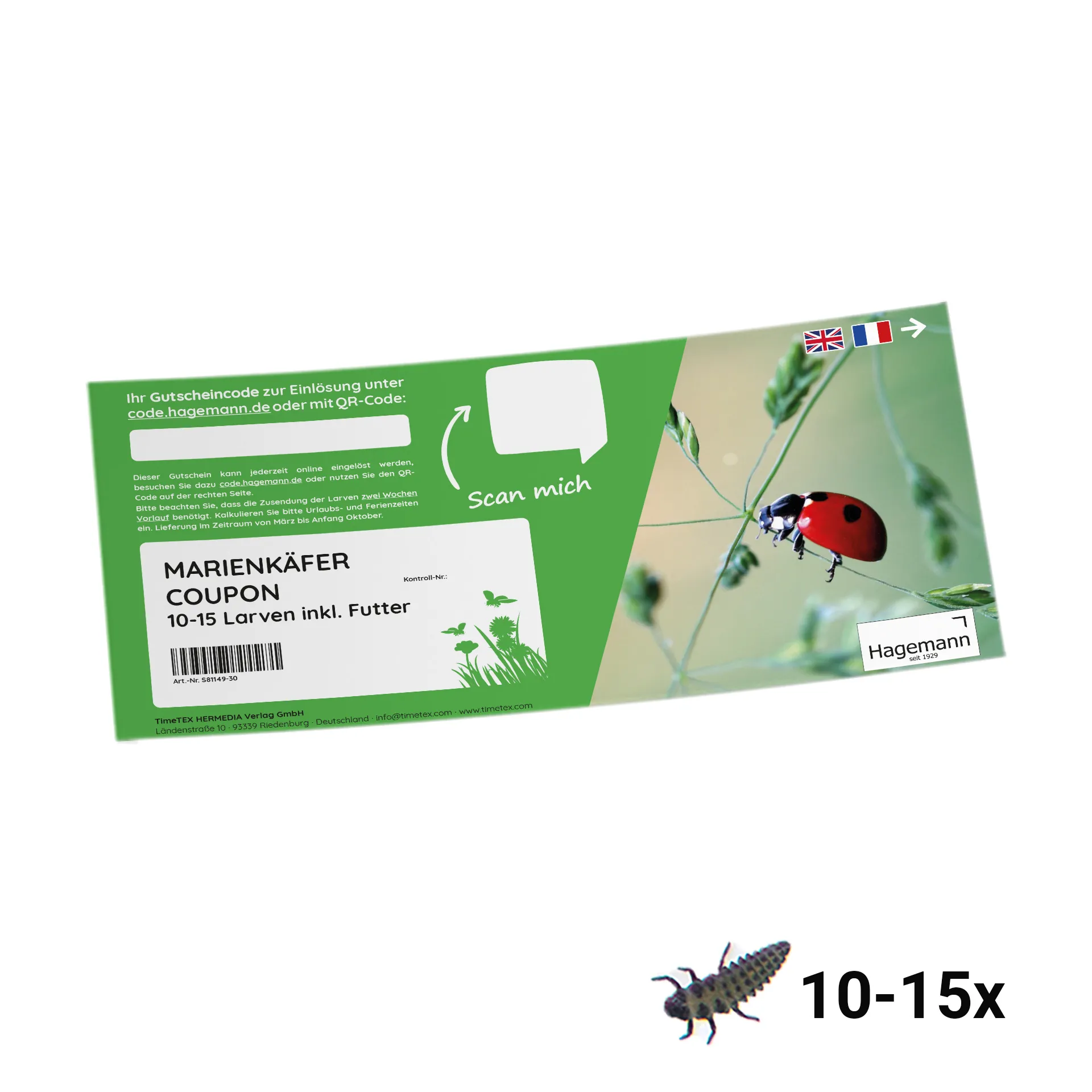 Nachbestell-Gutschein Marienkäfer-Larven, 10-15 Stück
