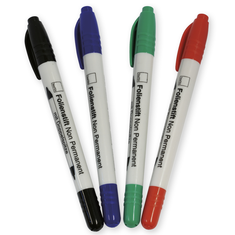 Hagemann TimeTEX-Set Folienstifte mit Doppelspitze, 4-tlg., non Permanent - abwischbar