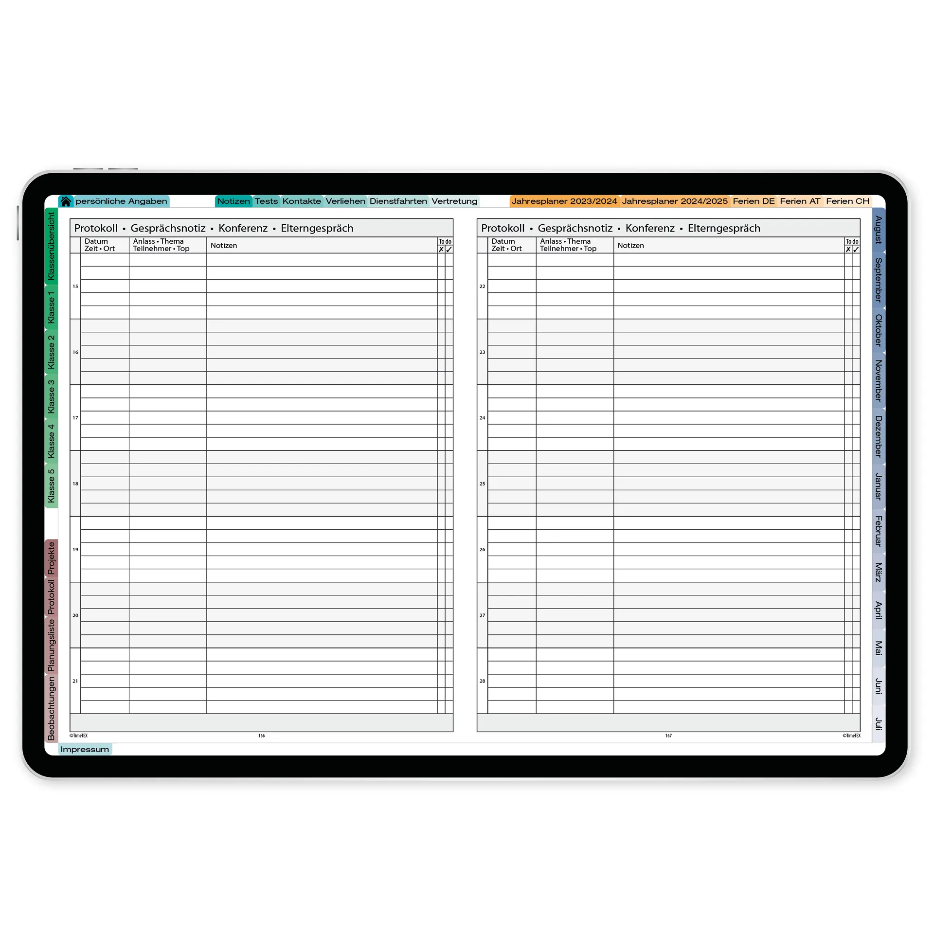 TimeTEX Digitaler Schulleitungs-Planer DigiPlan 2026/2027