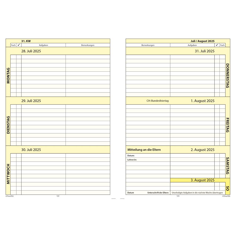 TimeTEX Schüler-Planer Grundschule A5, Standard 2026/2027