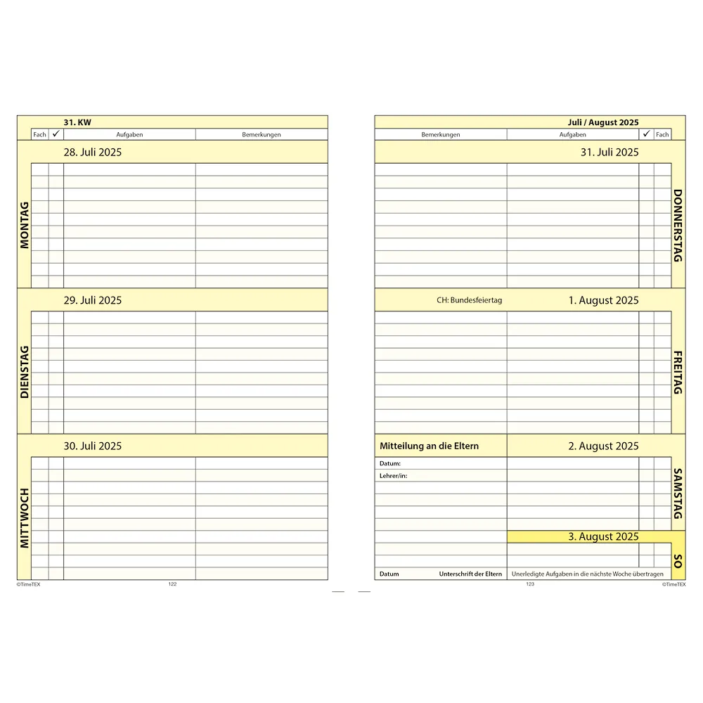 TimeTEX Schüler-Planer Grundschule A5, Standard 2026/2027