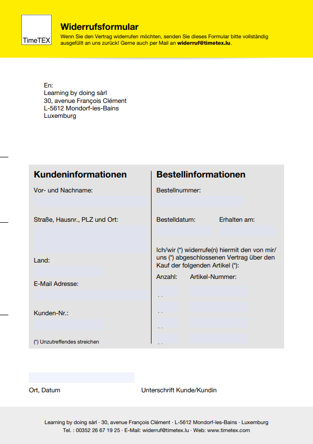 Widerrufsformular zum downlowd