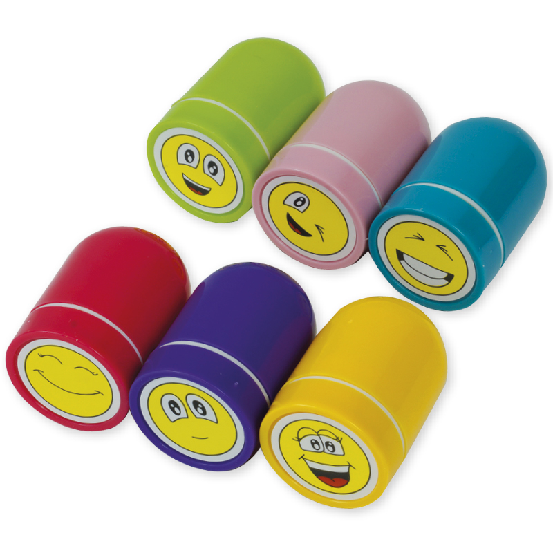 Set med permanenta stämplar "Laughing faces", 6 st.