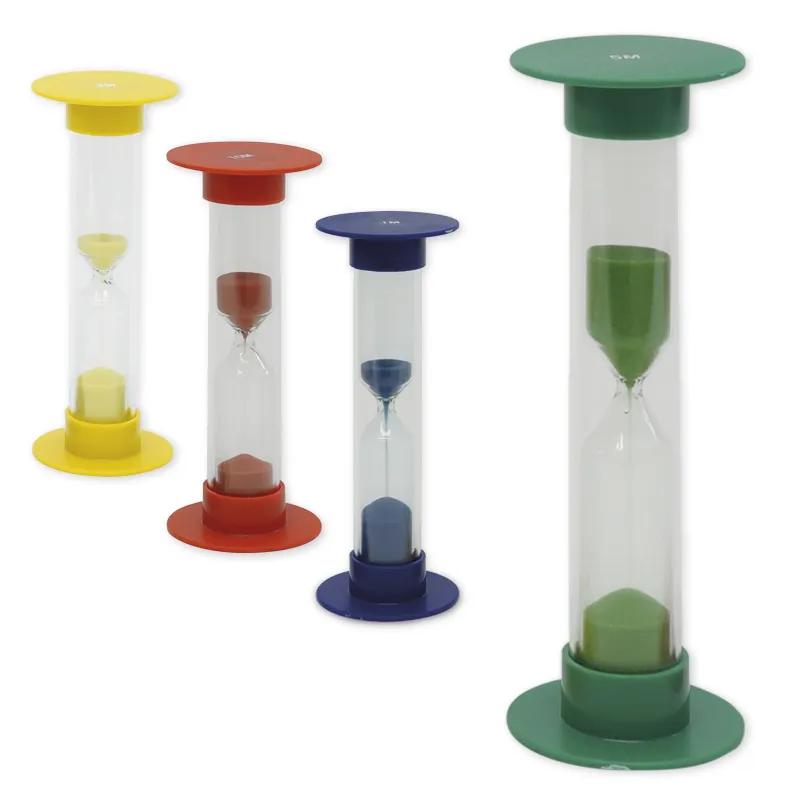Sanduhren-Set 5-tlg., 10cm hoch, 2,5cm ø (1 Zeiteinheit)