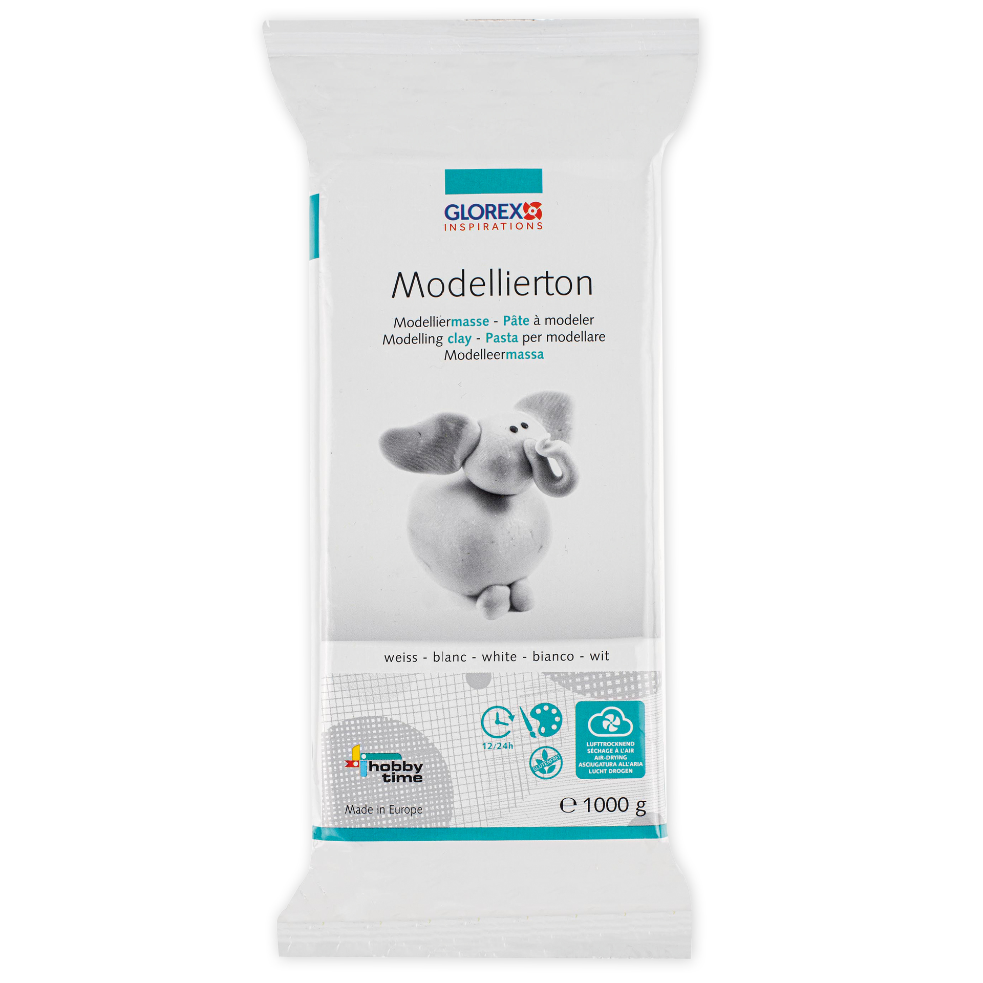 Modellierton, lufthärtend, 1.000 g, weiss