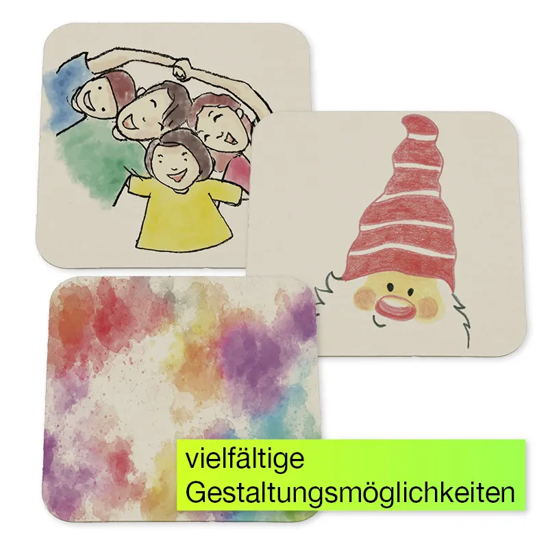 Blanko Bierglasuntersetzer quadratisch, 100 Stück