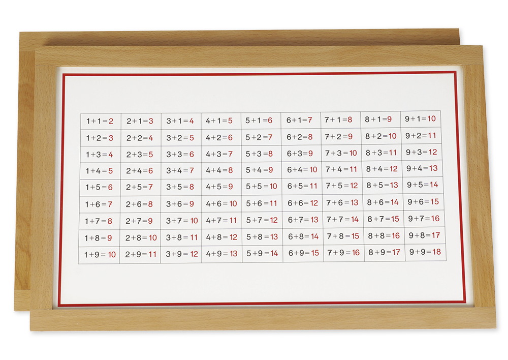 Table de mémorisation de l’addition TimeTEX « Montessori Premium », cadre en bois