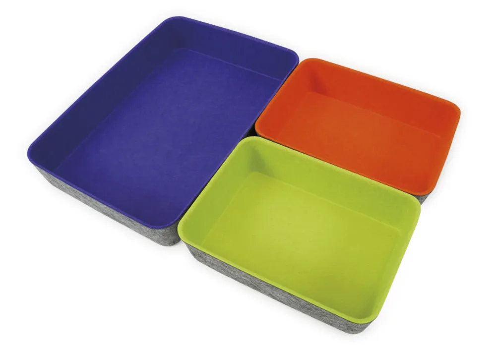 TimeTEX vilten opbergbakjes "Colori", 3-delige set