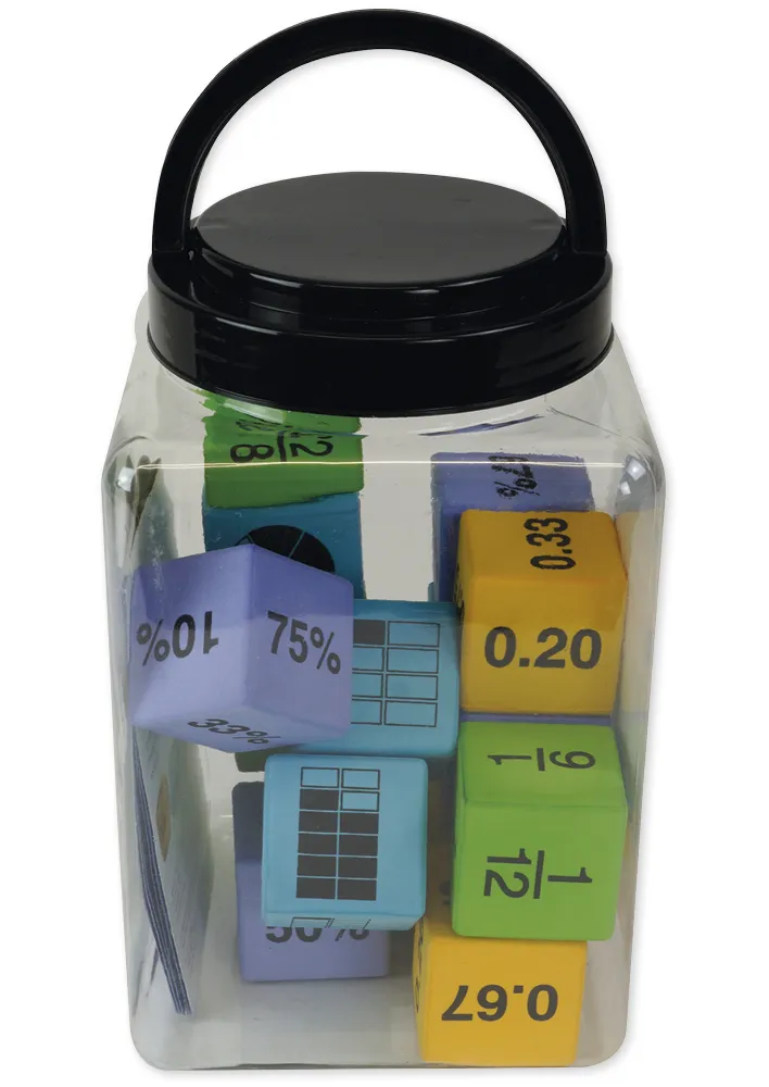 Set Flüster-Würfel "Bruch - Prozent - Dezimal", 4,3 cm, 16-tlg.