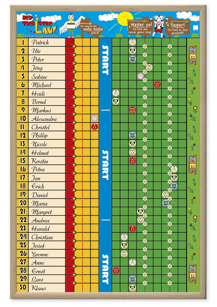 TimeTEX Motivationstafel "Der Tierische-Lauf"