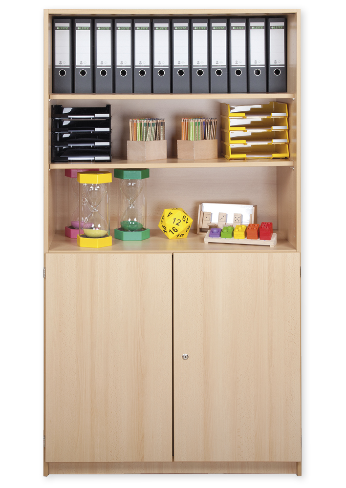 Material-Kombi-Hochschrank-Regal L, Plustiefe, 6 Fachböden