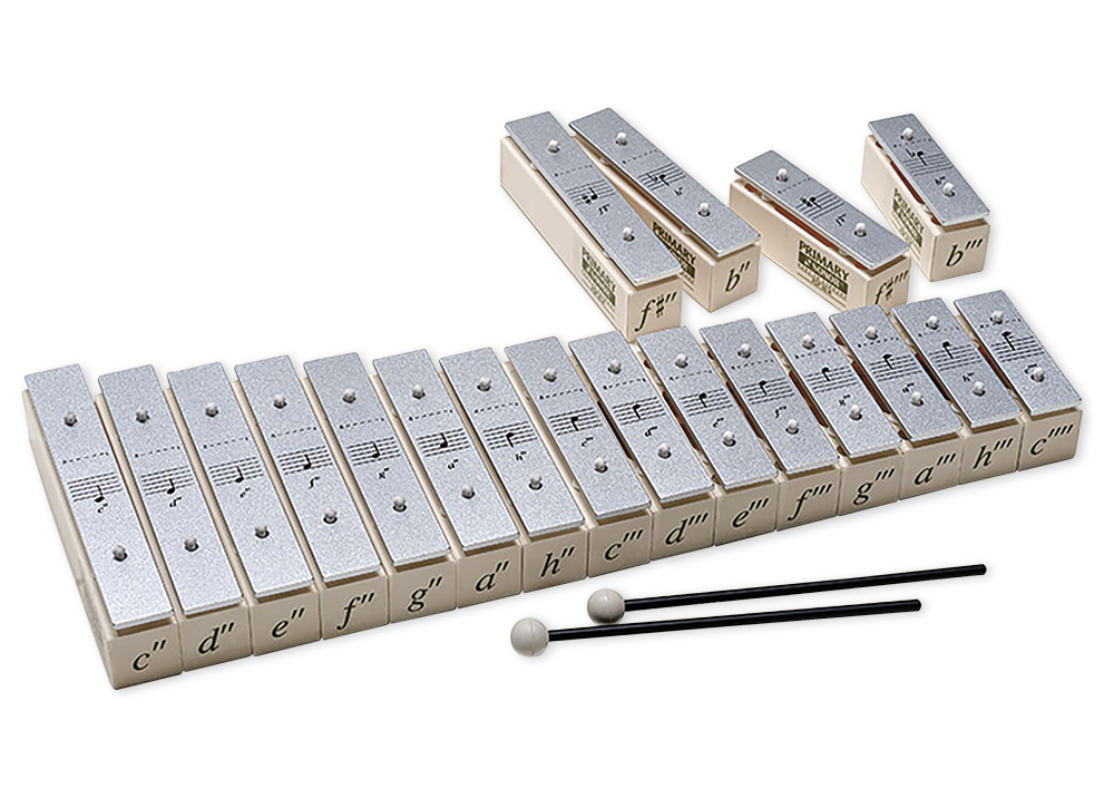 TimeTEX SONOR Klingende Stäbe, Sopran c2-c4 + fis2, b2, fis3, b3, mit Notenlinien, KSP30 M1 DE Primary Serie