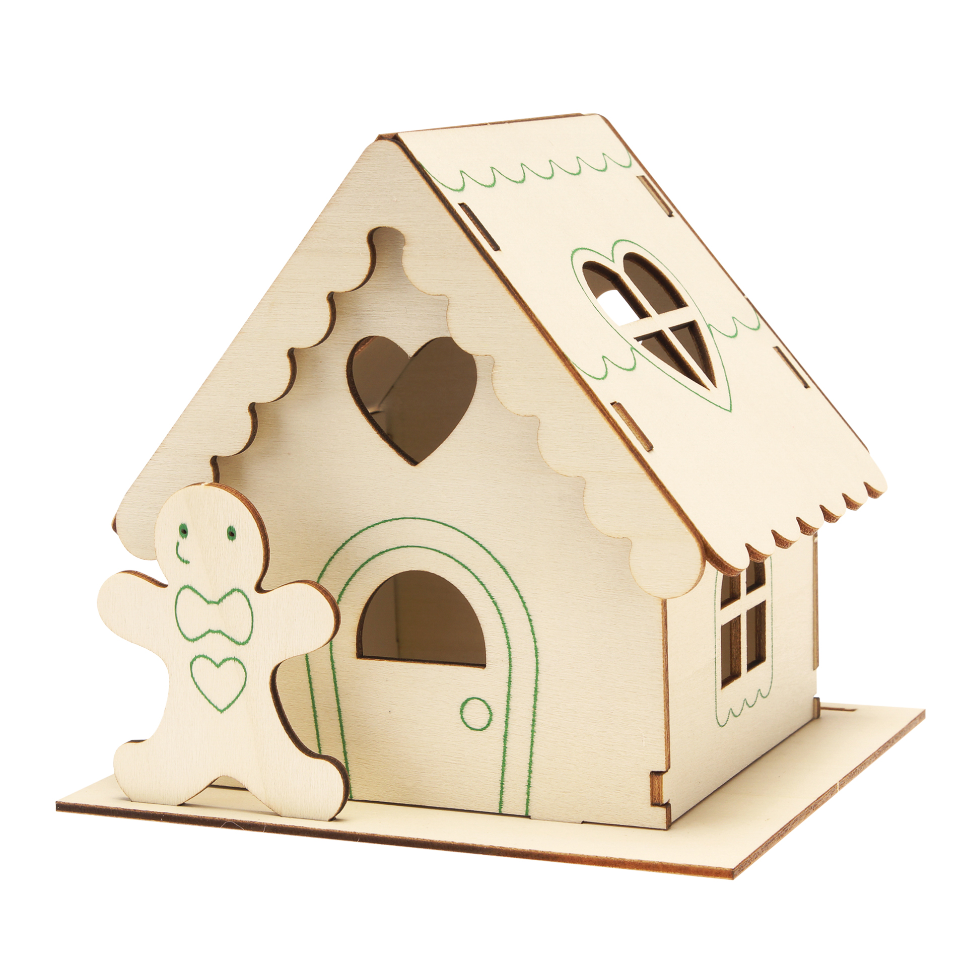 Bastelset "Lebkuchenhaus" aus Holz, 3 Stück
