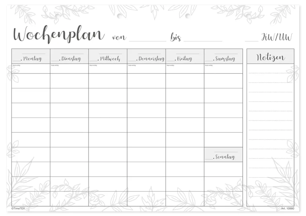 Block Wochenplan A4 "Meine Woche", 50 Blatt