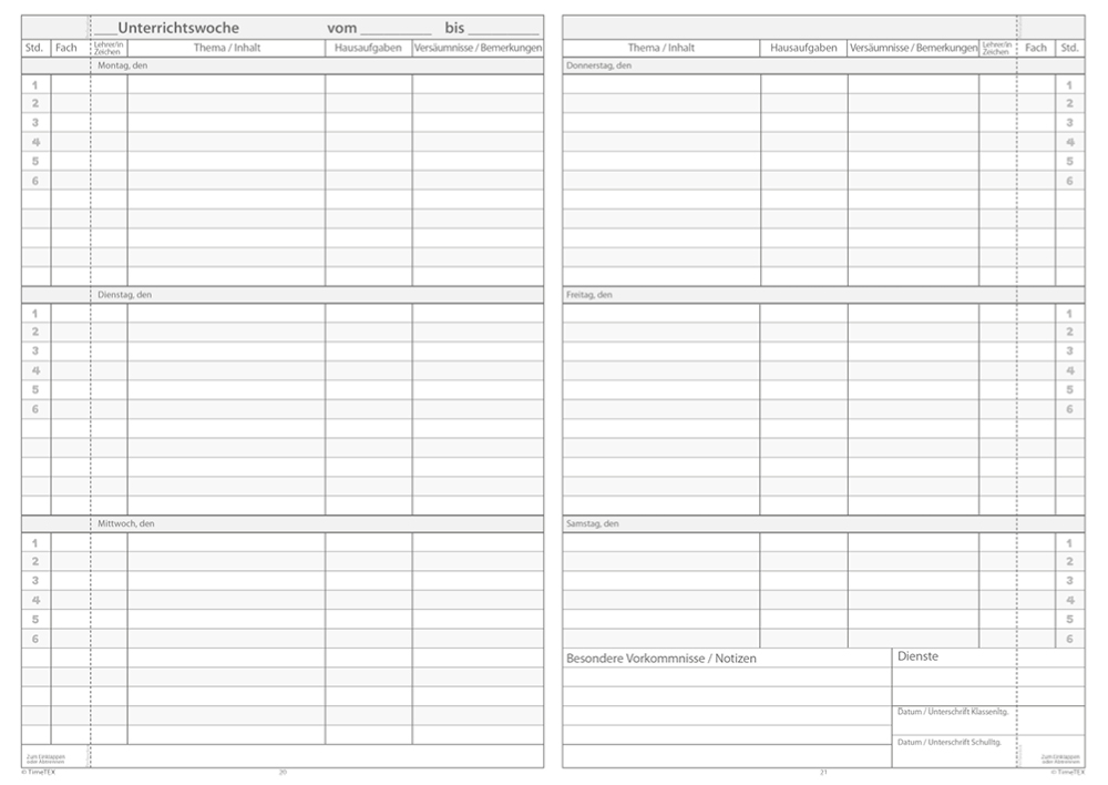 TimeTEX Klassenbuch A4-Plus, Sekundarstufe + Grundschule