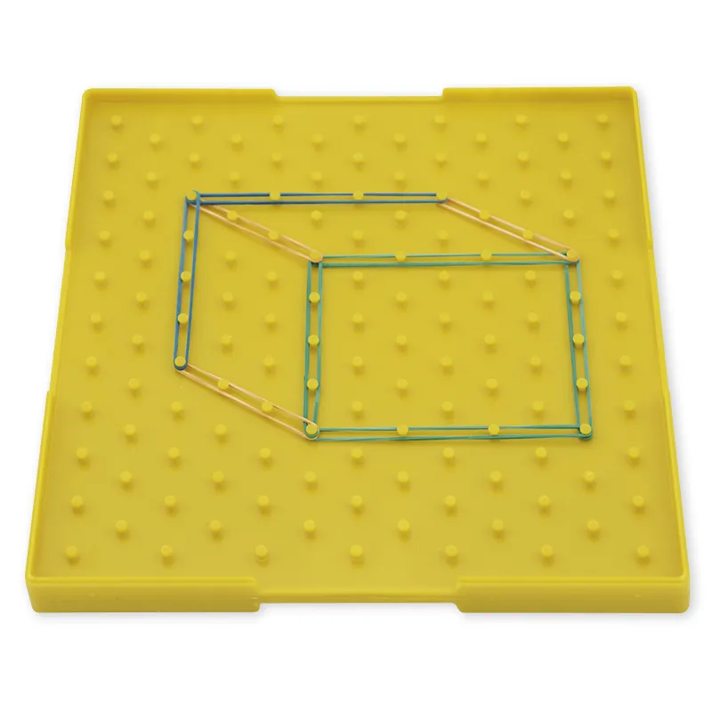 Klassensatz Geometrie-Brett doppelseitig (11x11 Stifte), 12 Stück in Box, 23x23 cm, gelb