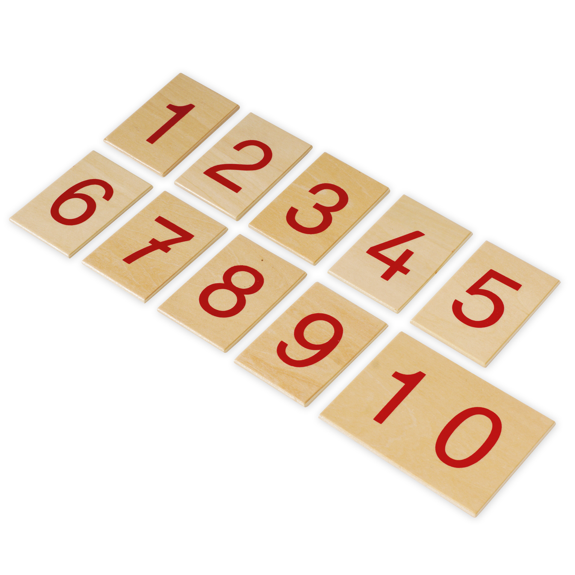 TimeTEX Set Ziffern 1-10 auf Holzbrettchen mit Kasten "Montessori Premium"
