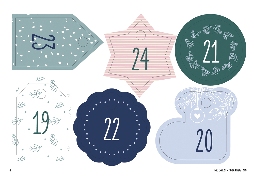 Bastelset "Adventskalender Basic", Stoffbeutel, 49-tlg.