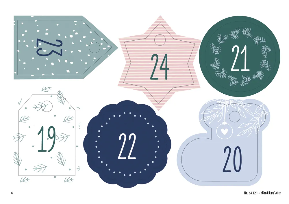 Bastelset "Adventskalender Basic", Stoffbeutel, 49-tlg.