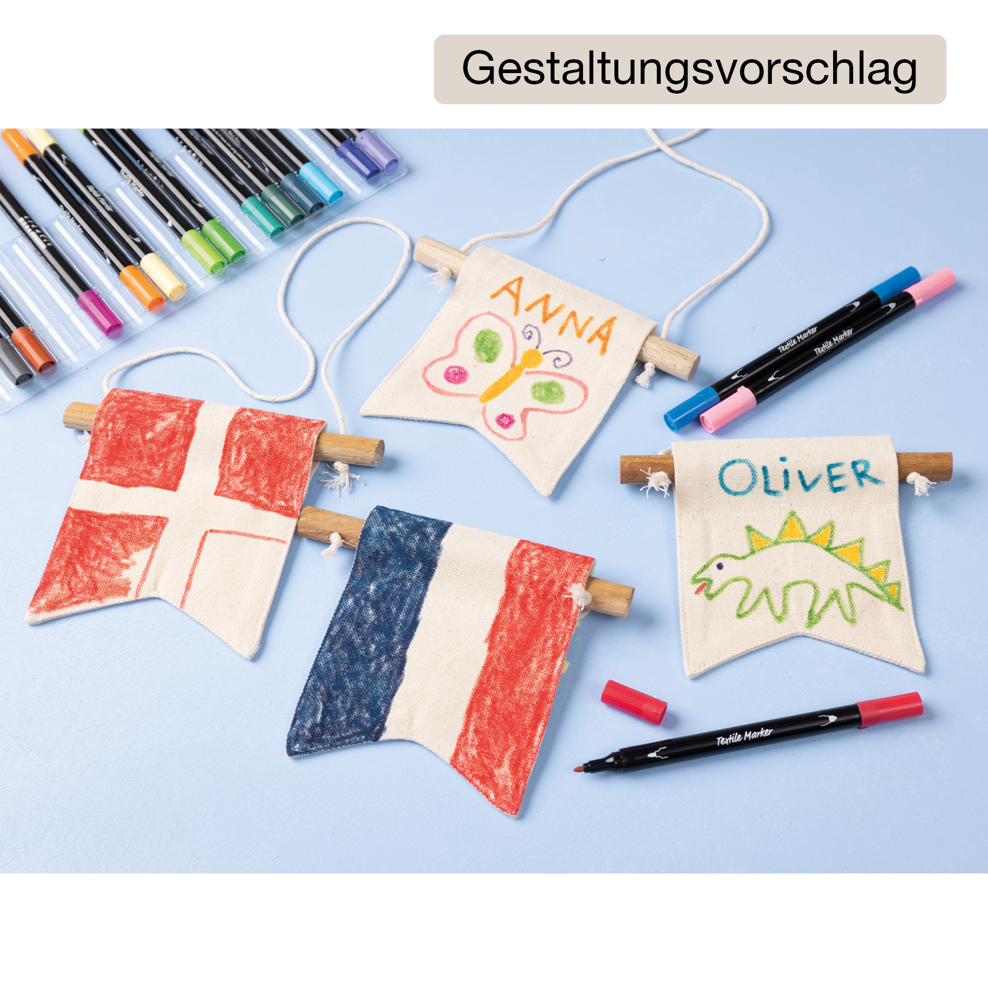 Gruppen-Bastelset "Wimpel bemalen", 60 Stück