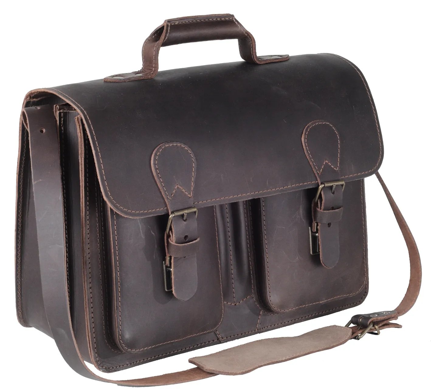 TimeTEX Büchertasche "Probata" mittel, ranger (dunkel-braun), Sattelleder II./SO