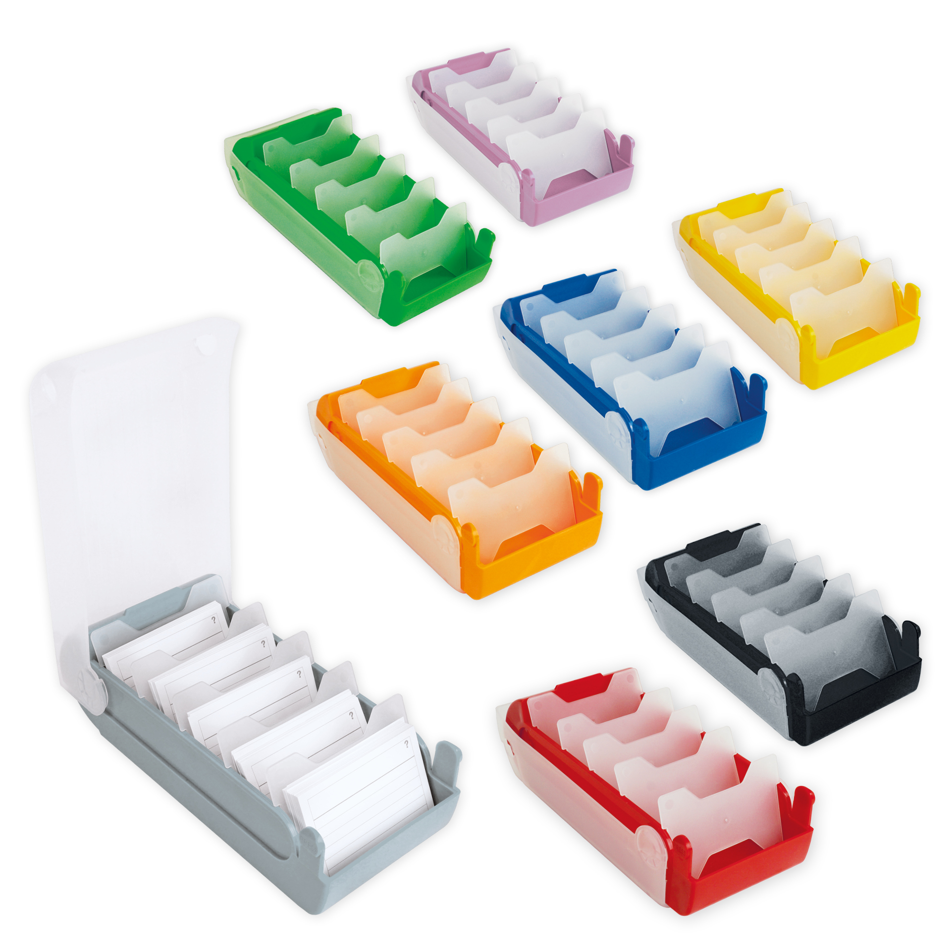 TimeTEX Lernbox A8 Kunststoff mit 100 Lernkärtchen