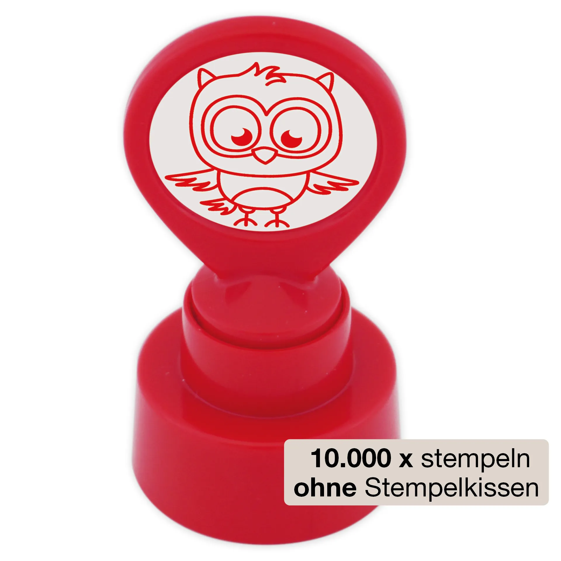 Siebdruck-Stempel "Perpetuum" rund "Eule"