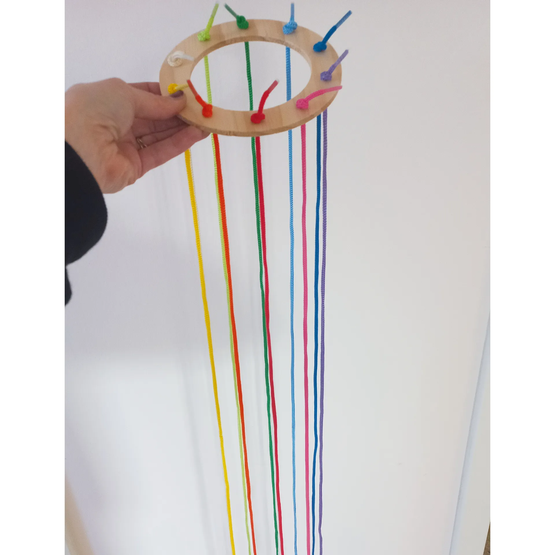 Fädelringe aus Holz, 9 Stück