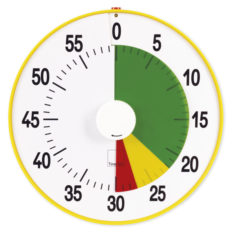 TimeTEX Time timer tid varighed ur "lydløs" XL, 32 cm ø, med trafiklysskive + pauseknap