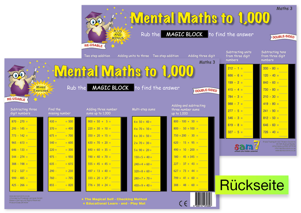 TimeTEX Zaubertafel "Mathematik" Englisch Zahlenraum bis 1000
