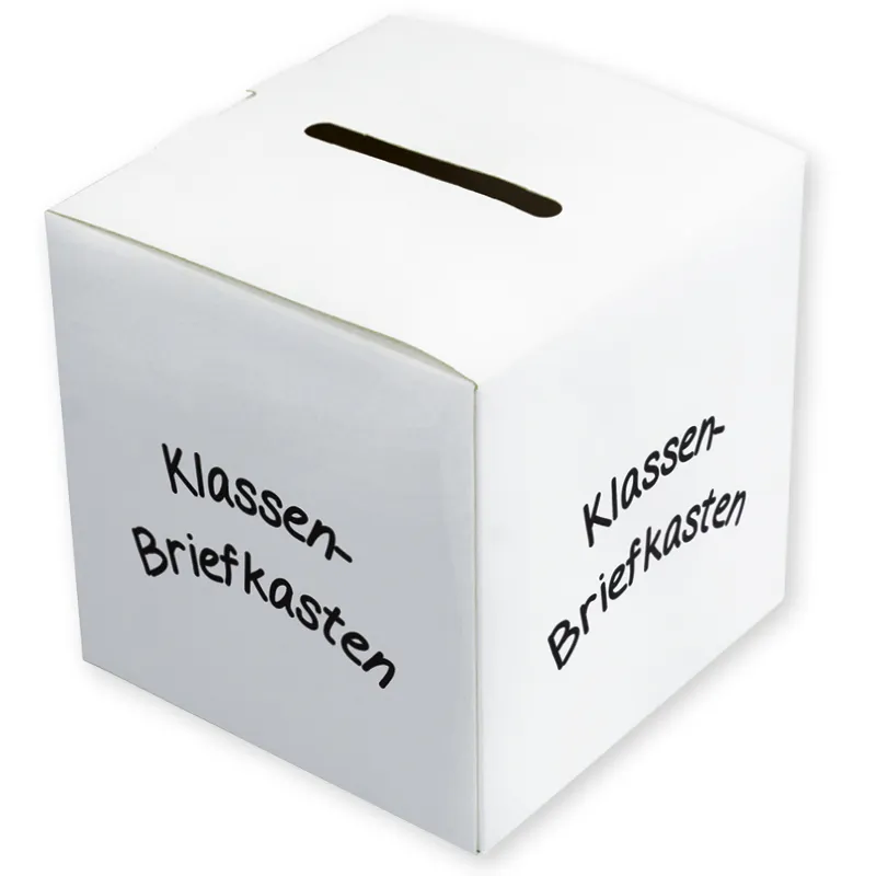 Klassen-Briefkasten weiß, mit Schlitz zum Einstecken