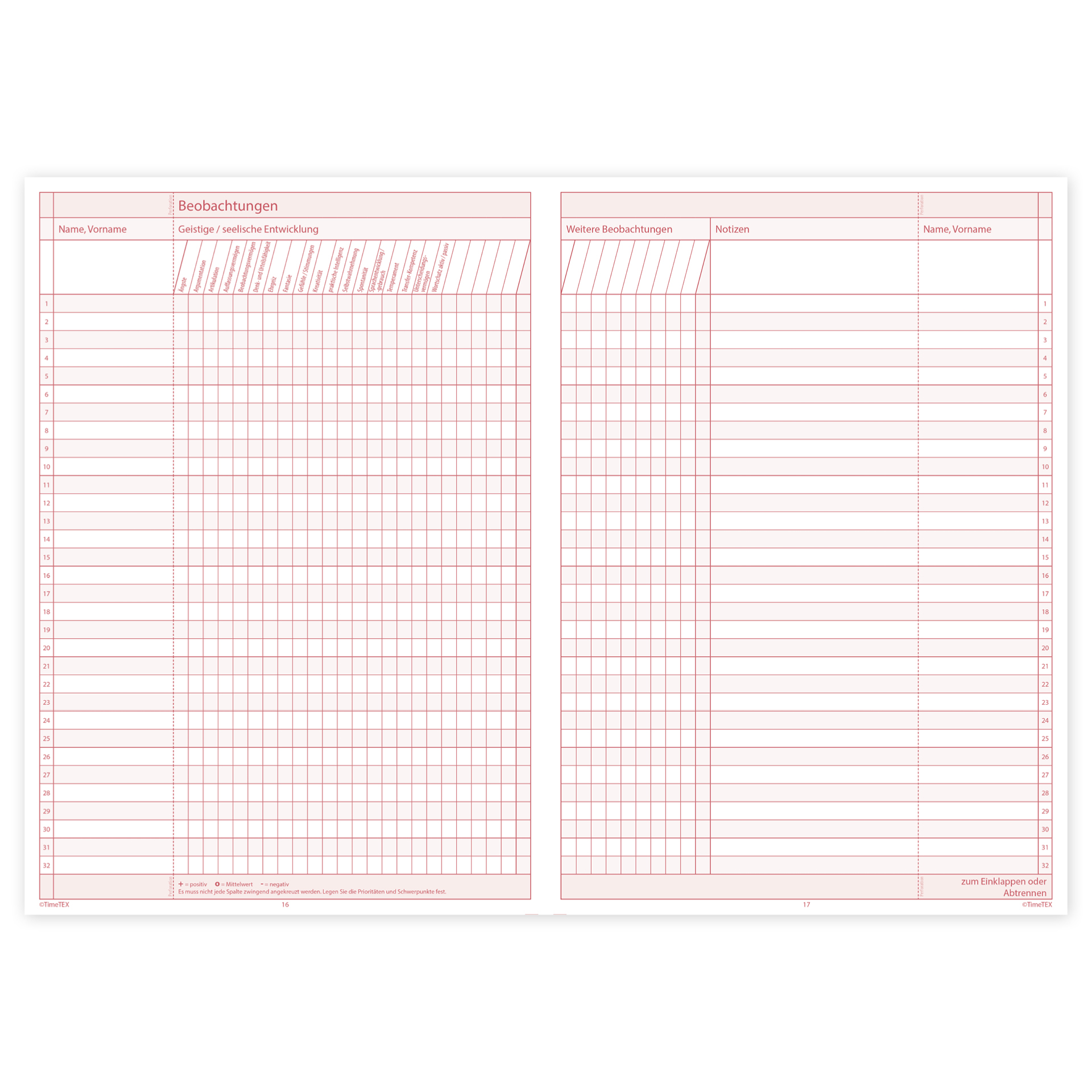 TimeTEX Heft Klassen-Beobachtung A4, 64 Seiten