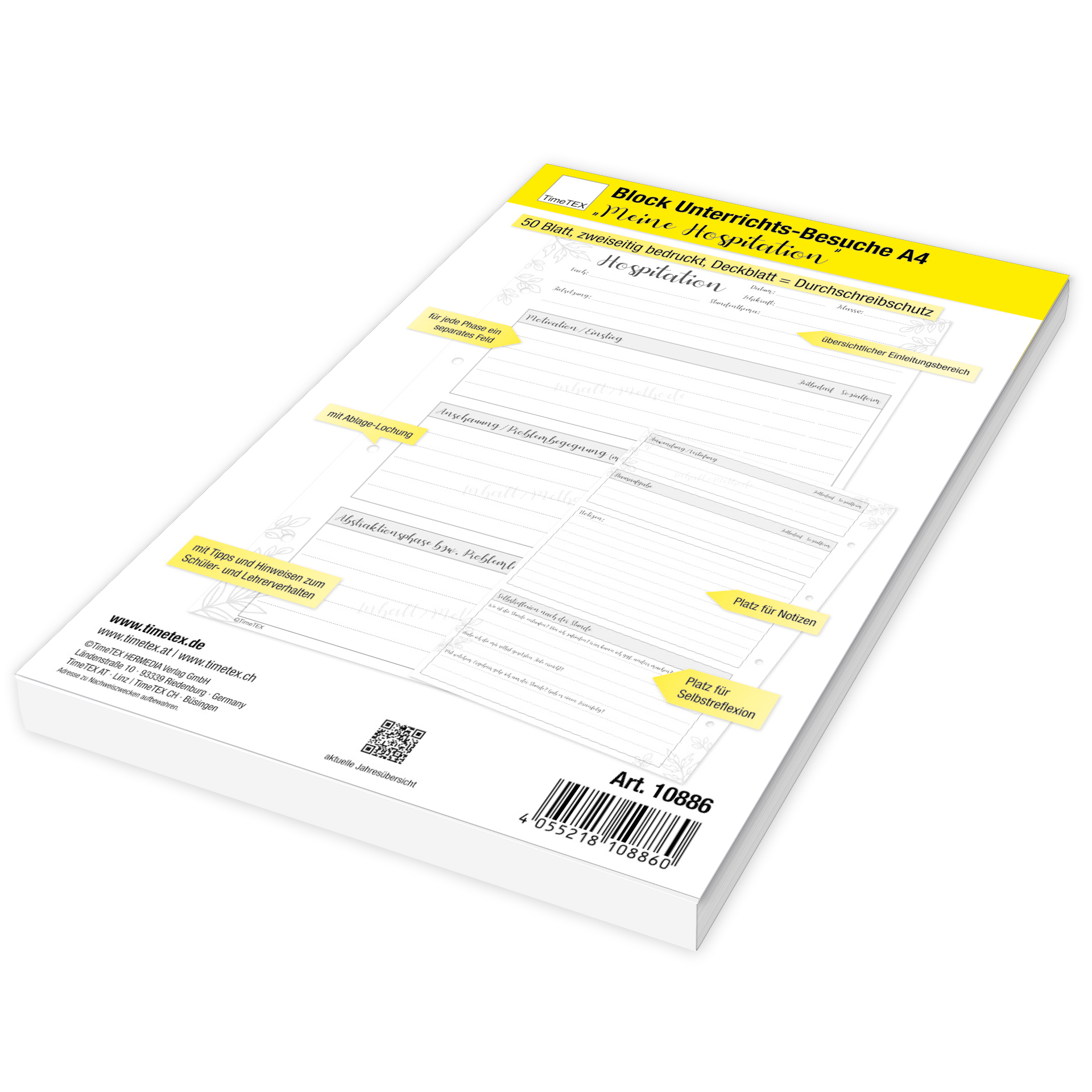 Block Unterrichts-Besuche A4 "Meine Hospitation", 50 Blatt