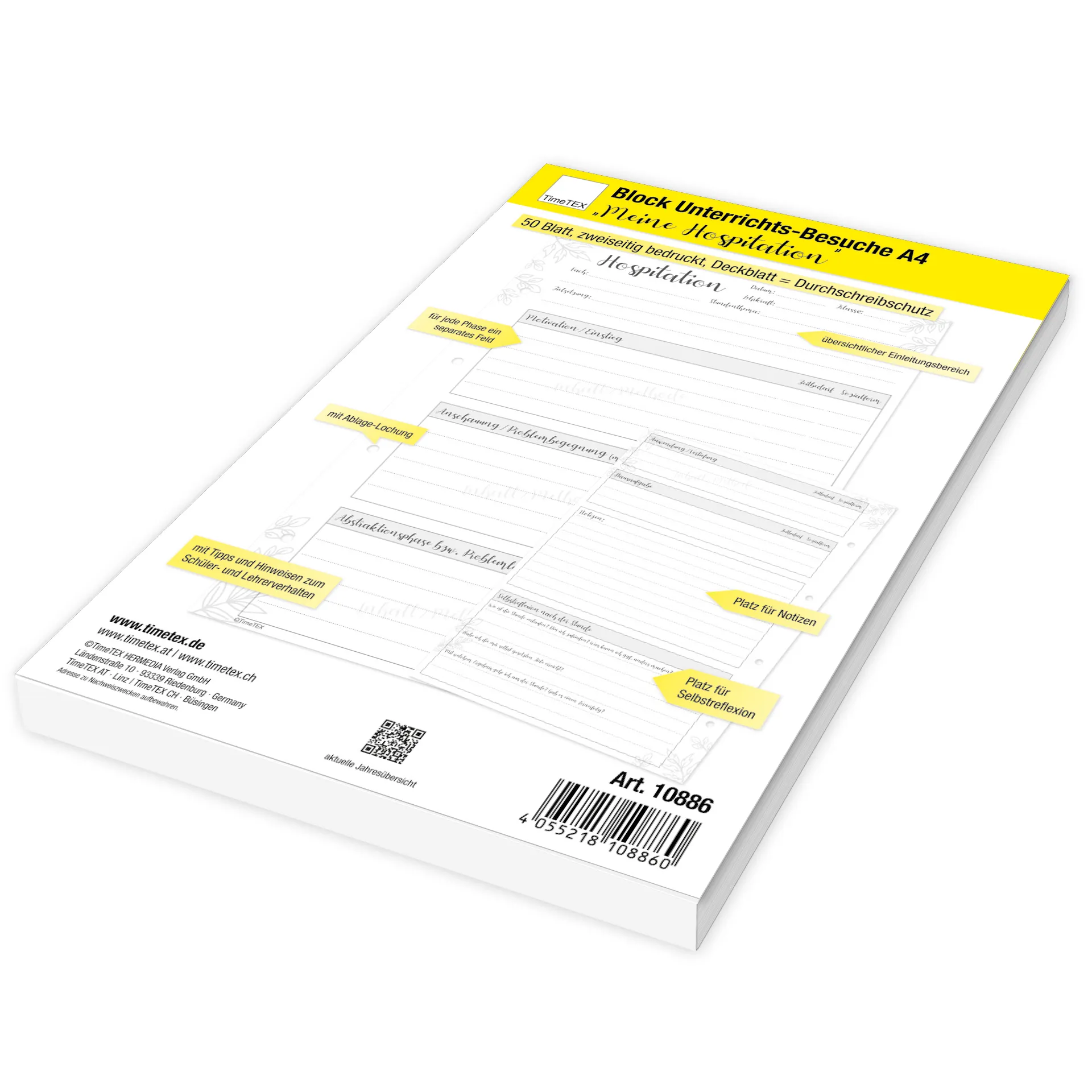Block Unterrichts-Besuche A4 "Meine Hospitation", 50 Blatt