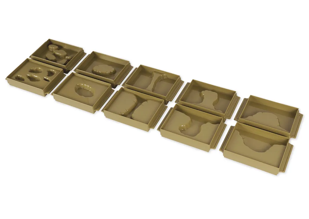 TimeTEX - Tăvițe cu forme de pământ și apă, 10 bucăți "Montessori Premium"