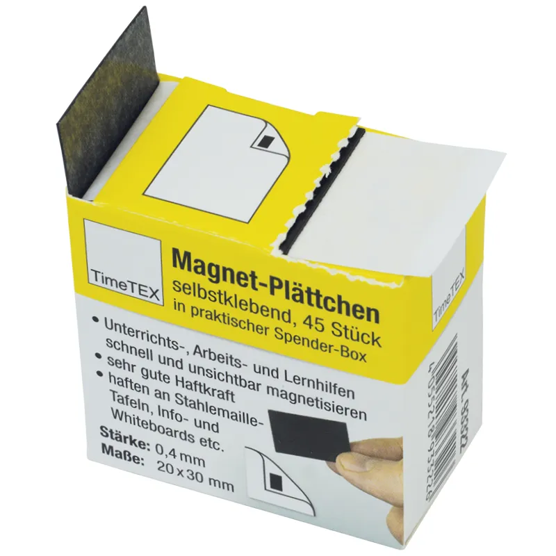 Magnet-Plättchen selbstklebend im Spender, 45 Stück