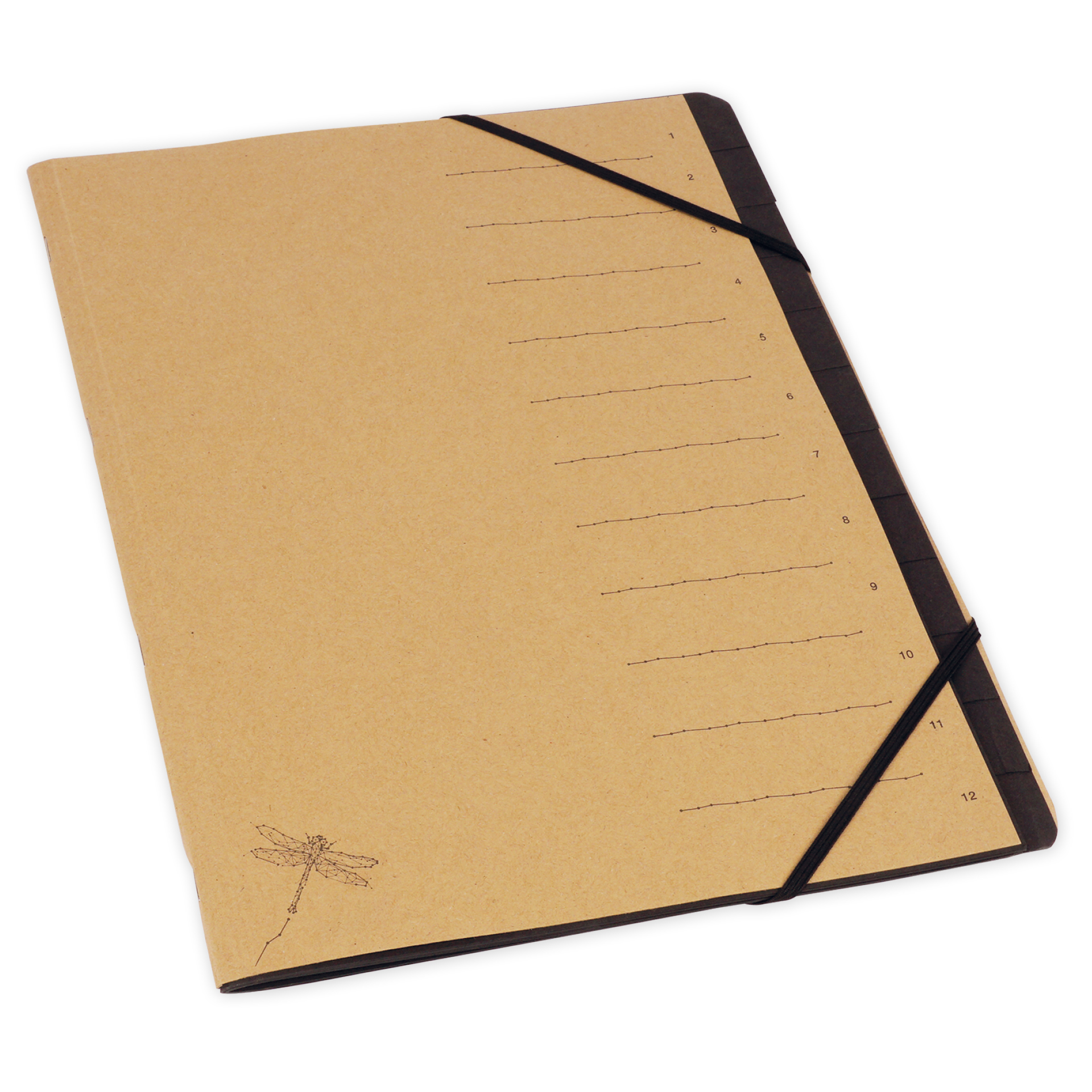 Tisch-Fächermappe 1-12 "Natura", mit Verschlussgummi