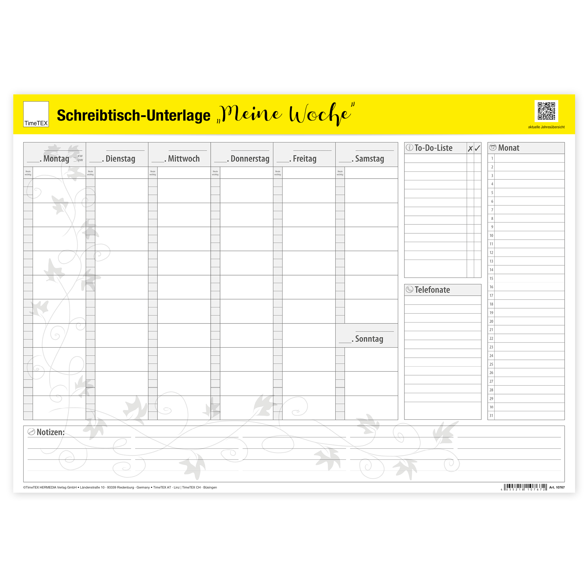 TimeTEX Schreibtisch-Unterlage "Meine Woche"