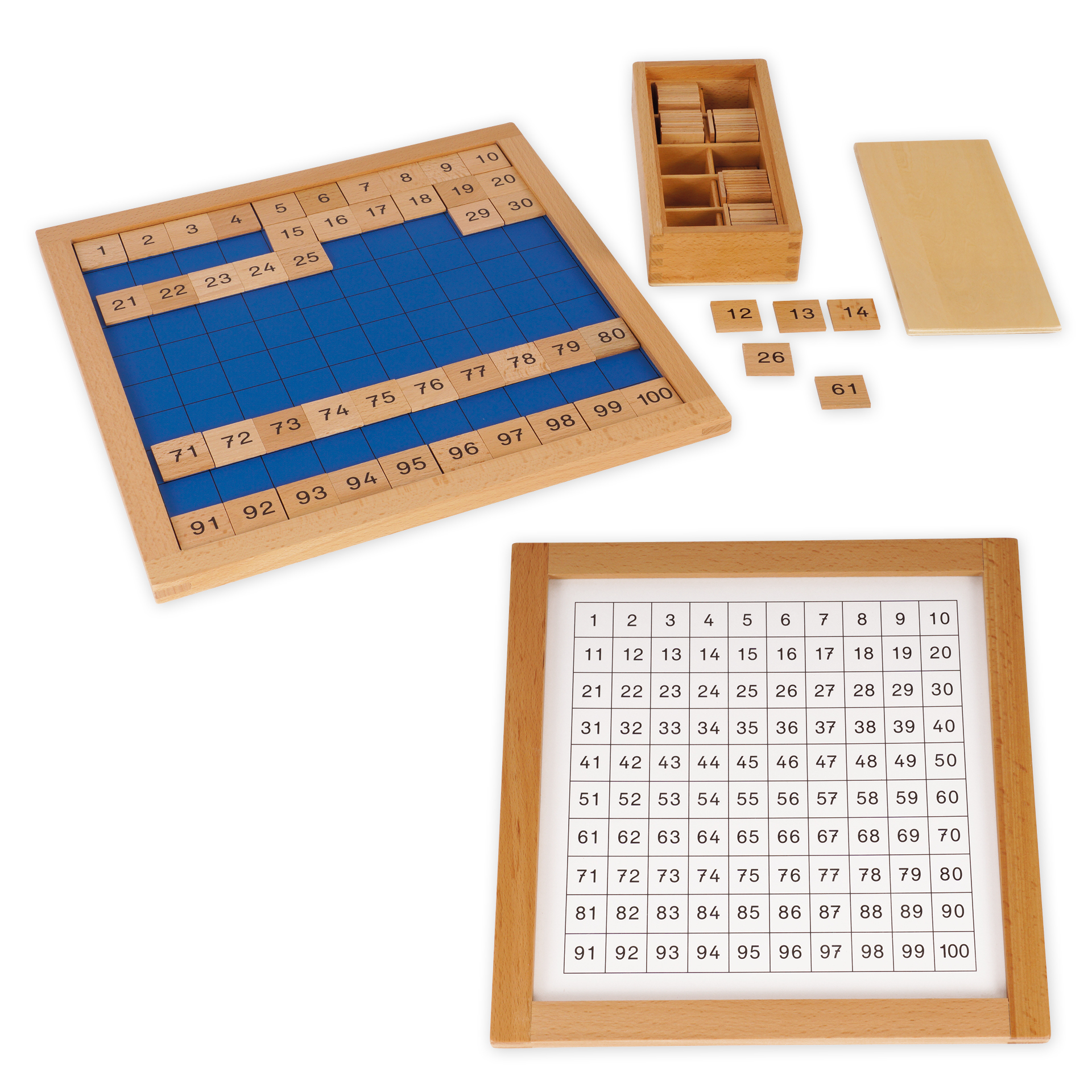 TimeTEX Set Hunderterbrett mit Kontrolltafel "Montessori Premium"